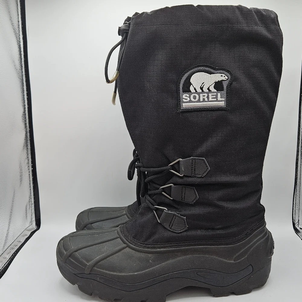 SOREL Kaufman Black Insulated Waterproof Glacier Winter Snow Boots size 8